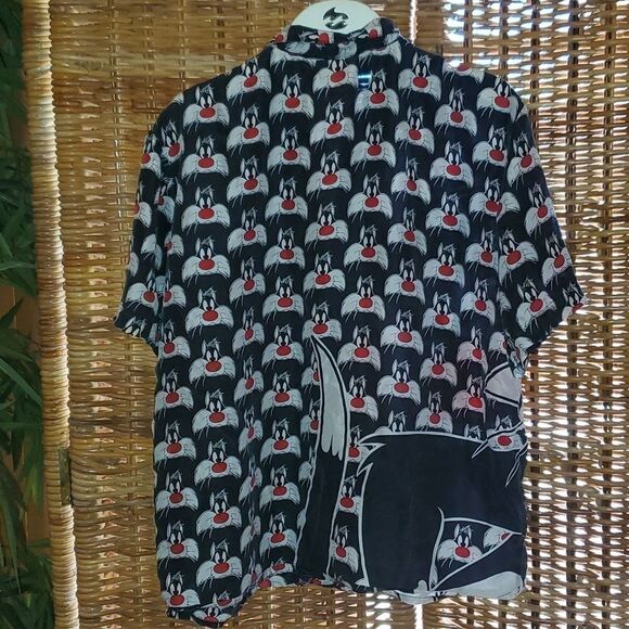 Vintage 1992 Sylvester The Cat Warner Bros. Looney Tunes Button Down Shirt - Picture 3 of 5